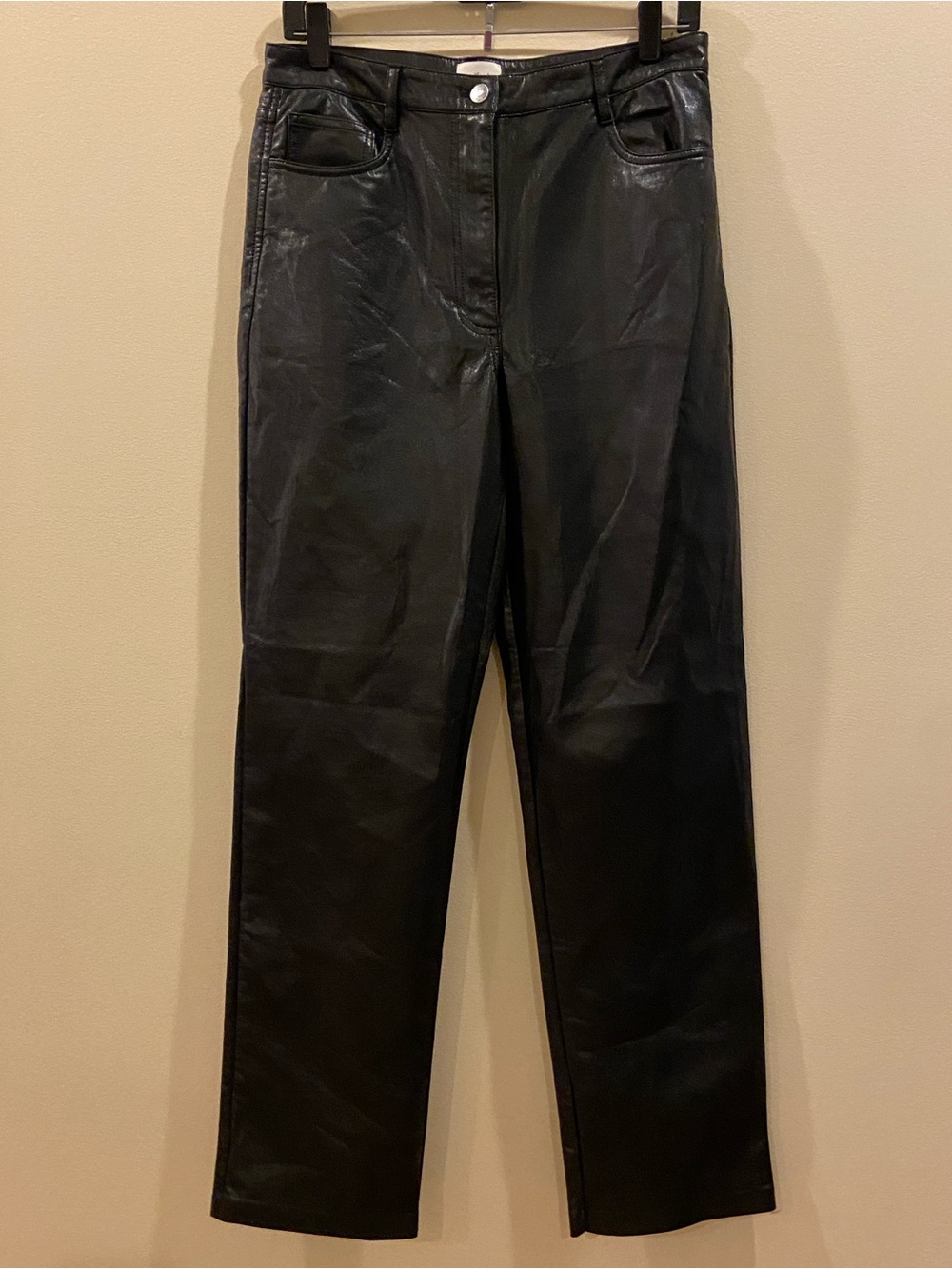 Wilfred Black Faux Leather Straight Jean Pants sz 10 Vietnam